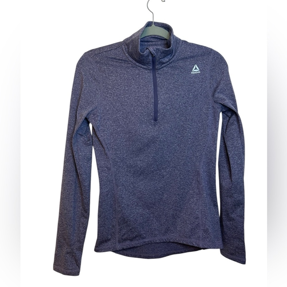 Reebok Purple Long Sleeve Fleece Quarter Zip Active Top